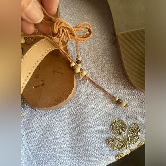 L*SPACE x MATISSE Slide Sandal Brown Stones Strap Size 10M - Picture 6 of 12